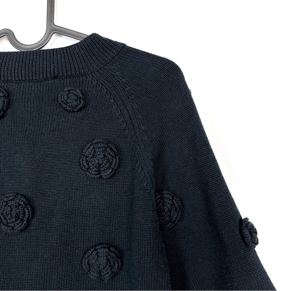 Moschino Floral Knit Cardigan Cotton Black Short Jacket 3/4 Sleeve size 4 US - Picture 9 of 12
